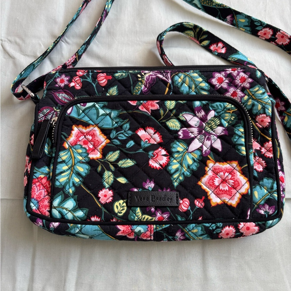 Vera Bradley Black and Multicolor Floral Crossbody Bag
